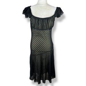 Black Mesh Babydoll Dress Womens Size XL (Runs Small) Whimsigoth Dark Coquette